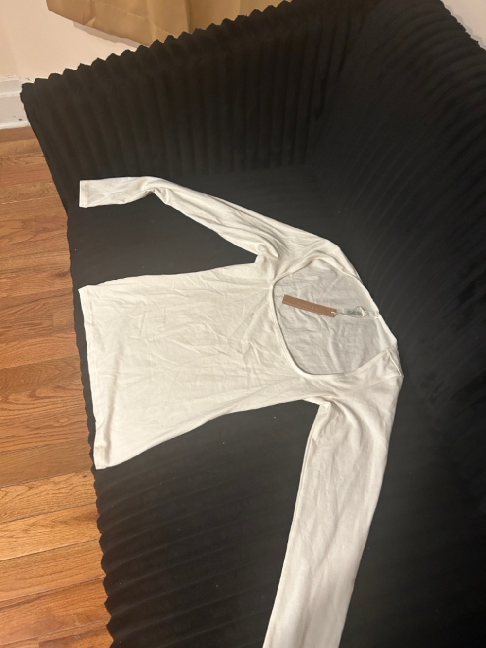 Skims Cotton Jersey Scoop Neck Long Sleeve Top •NWT•Never Worn• Marble (Cream)•S - Picture 7 of 7